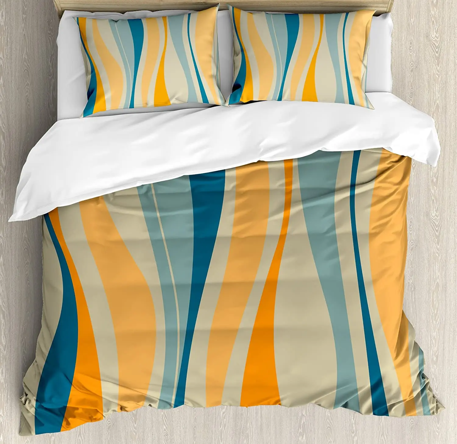 

Vintage Bedding Set For Home Double Bed Retro Vibrant Stripes Funky Lines Design Patterns Abstract Print Duvet Cover Set