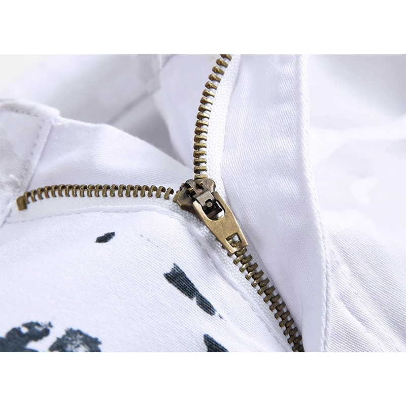 New Mens Streetwear Jeans Fashion Print Straight Jeans White Causal Slim Denim Pants High Street  Denim Trousers For Men 2023