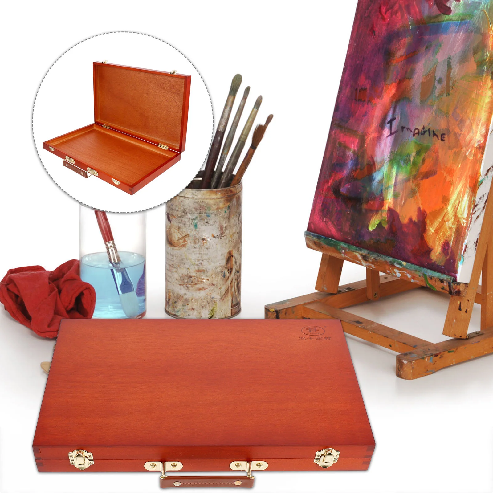 

Desktop Accessories Painting Box Wooden Pigment Empty Container Case Luxurious Colored Pen Watercolor Oil Student