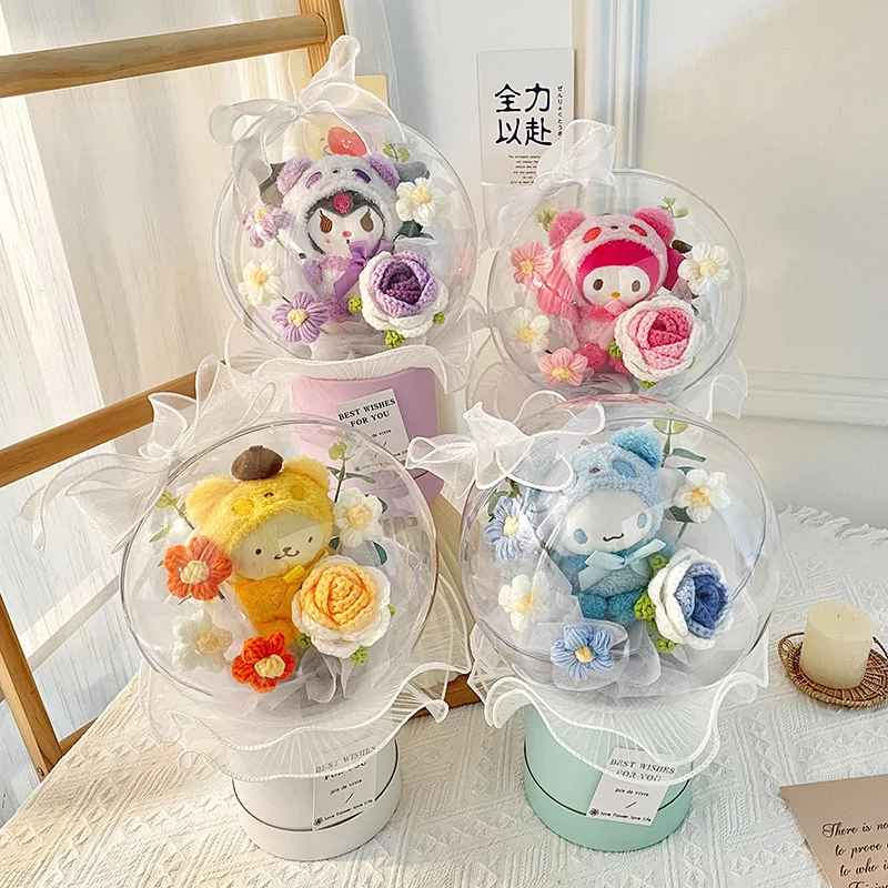 

Милый Sanrioed Kuromi My Melody Cinnamoroll тканый вечный цветок детской модели подарок для подруги Романтический декоративный подарок