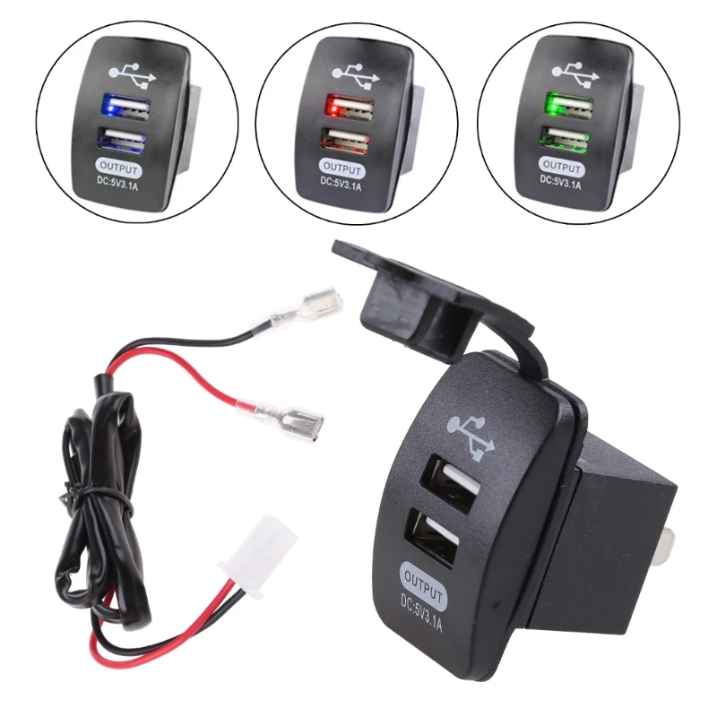 

Motorcycle Handlebar Socket Mounts 12-24V Dual USB Port for Mobile Phone AOS