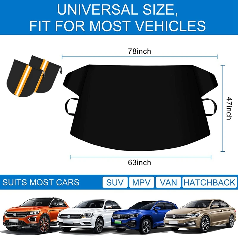 

200X160X120CM Car Windshield Cover Snow Cover Windshield Sun Shield Snow Cover With Rearview Mirror Cover For Most Cars