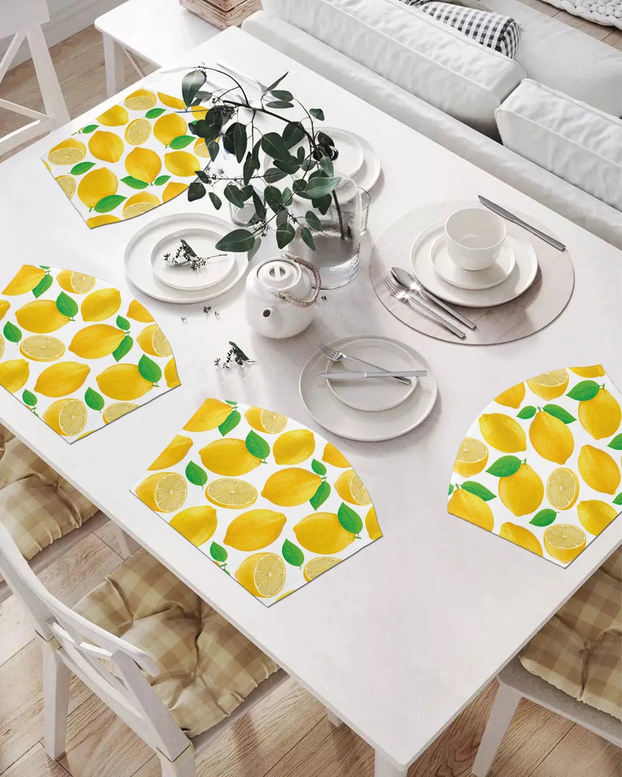 

2/4/6 шт. набор подставок в форме веера, фрукты, лимон, коврики для стола, подставка, миска, коврик, Рождество, домашний декор, кухонные аксессуа...