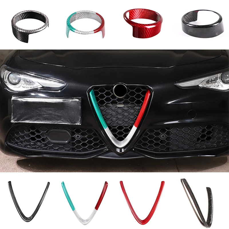 

Real Carbon Fiber Car Middle Net Frame Decorative Circle Cover For 2017-2020 Alfa Romeo Giulia Auto Interior Accessories