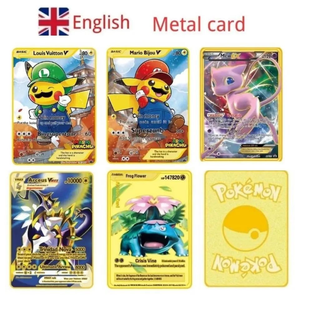 

10000 point arceus vmax pokemon metal cards DIY card pikachu charizard golden limited edition kids gift game collection cards