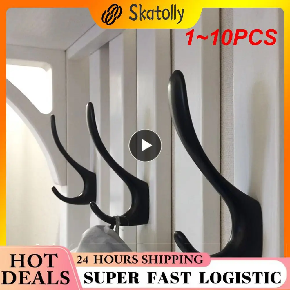 

1~10PCS Matte Black Simple To Use Wall Hook Smooth Zinc Alloy Clothes Hook Strong Bearing Capacity Clothes Hook Small