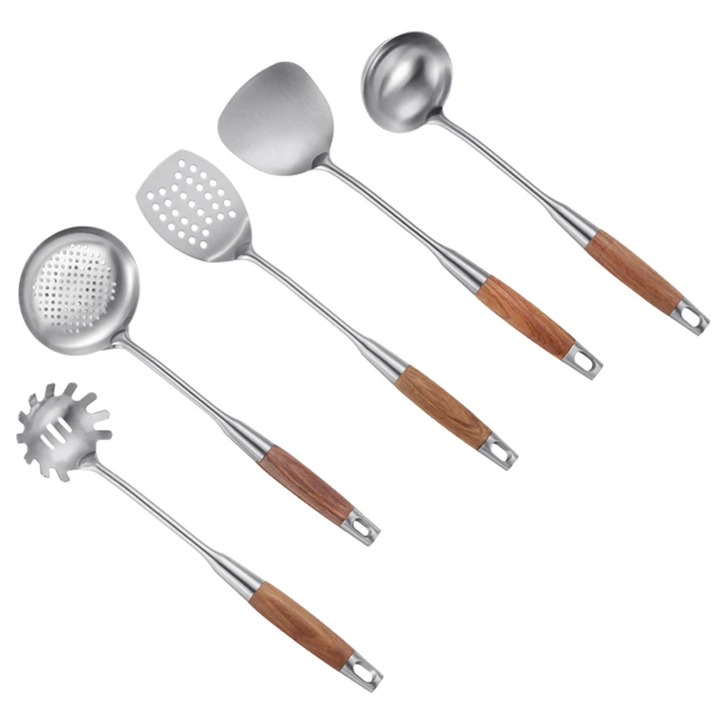 

5-Piece Cooking Kitchen Utensil Set Kitchen Tool Set,304 Stainless Steel, Wood Handle , Kitchenware Accessory