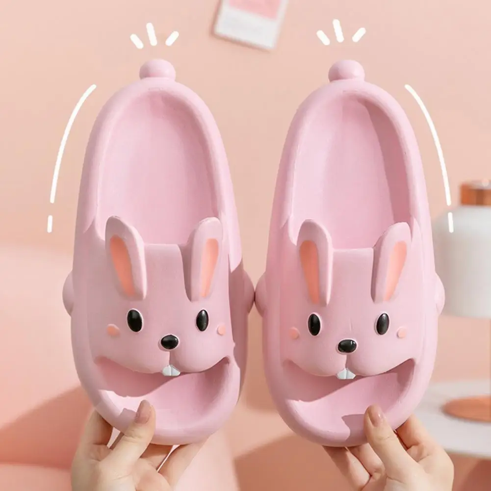 

Breathable 1 Pair Wearable Cushioned Thick Sole Cloud Slippers No Odor Bathroom Slippers Rabbit Shape Home Supplies