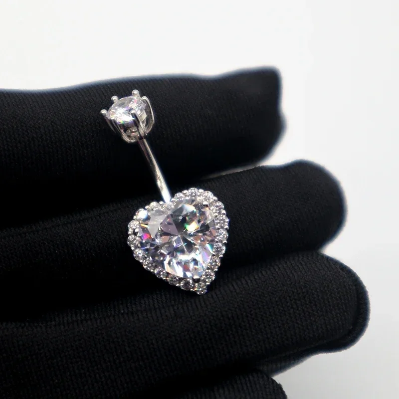 

Crystal Zircon Ball Belly Button Rings Stainless Steel Sexy Navel Piercing Ring Heart Belly Piercings Navel Bar Piercing Ombligo