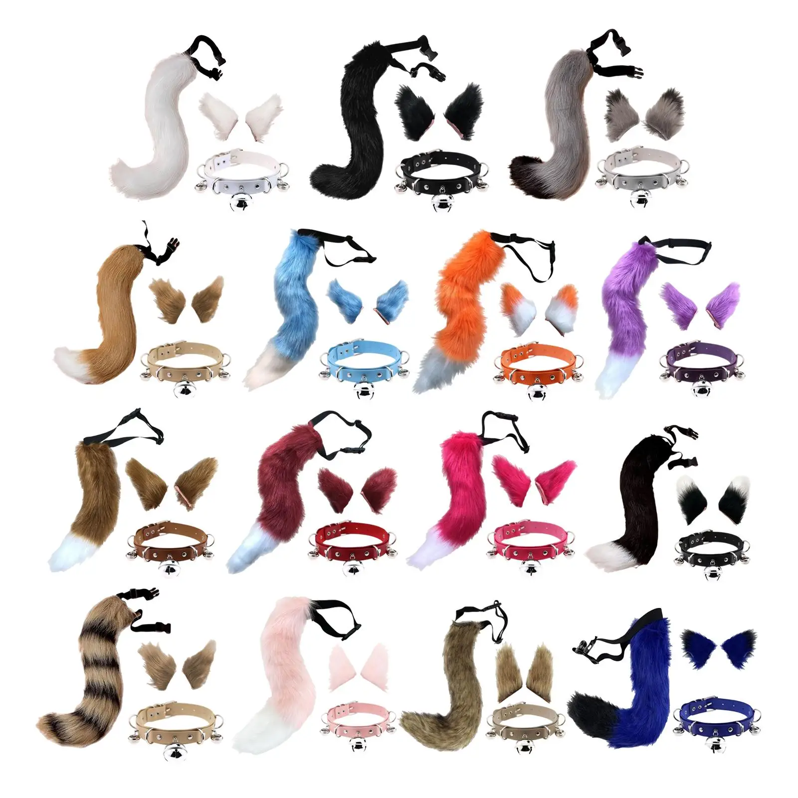 

Faux Ears and Tail Set Cosplay Costume Neck Choker for Performance Party
