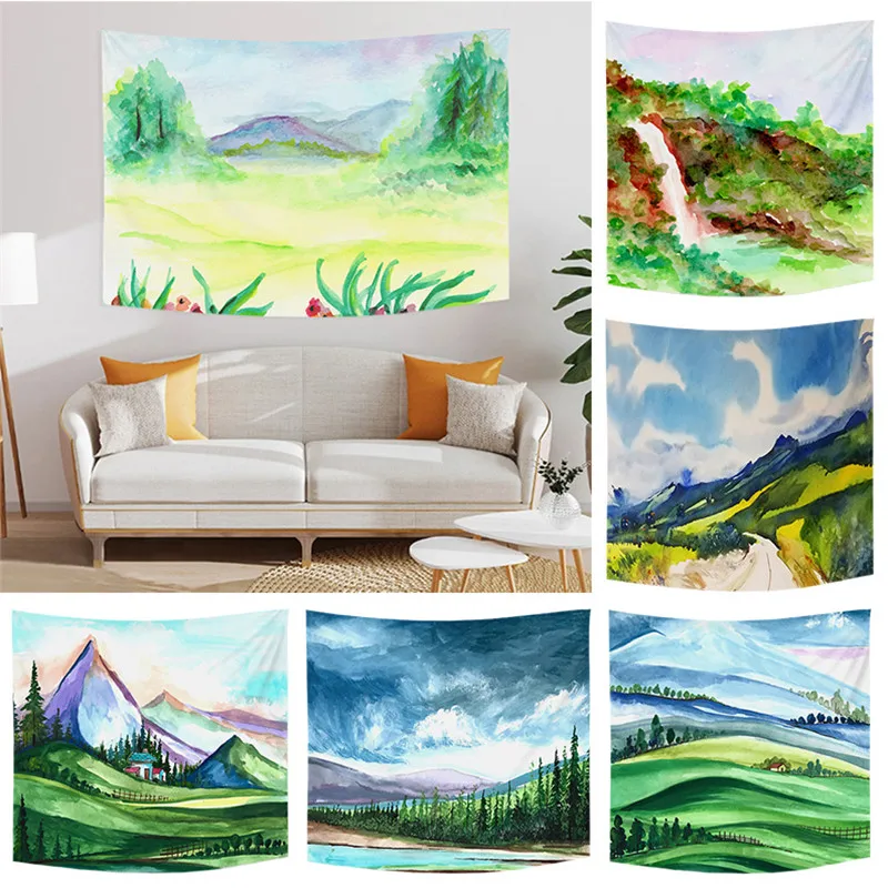 

Winter Nature Sceneries Forest Mountain Blue Sky Printed Tapestry Wall Hanging Art Aesthetics Tapestries For Bedroom Dorm Decor