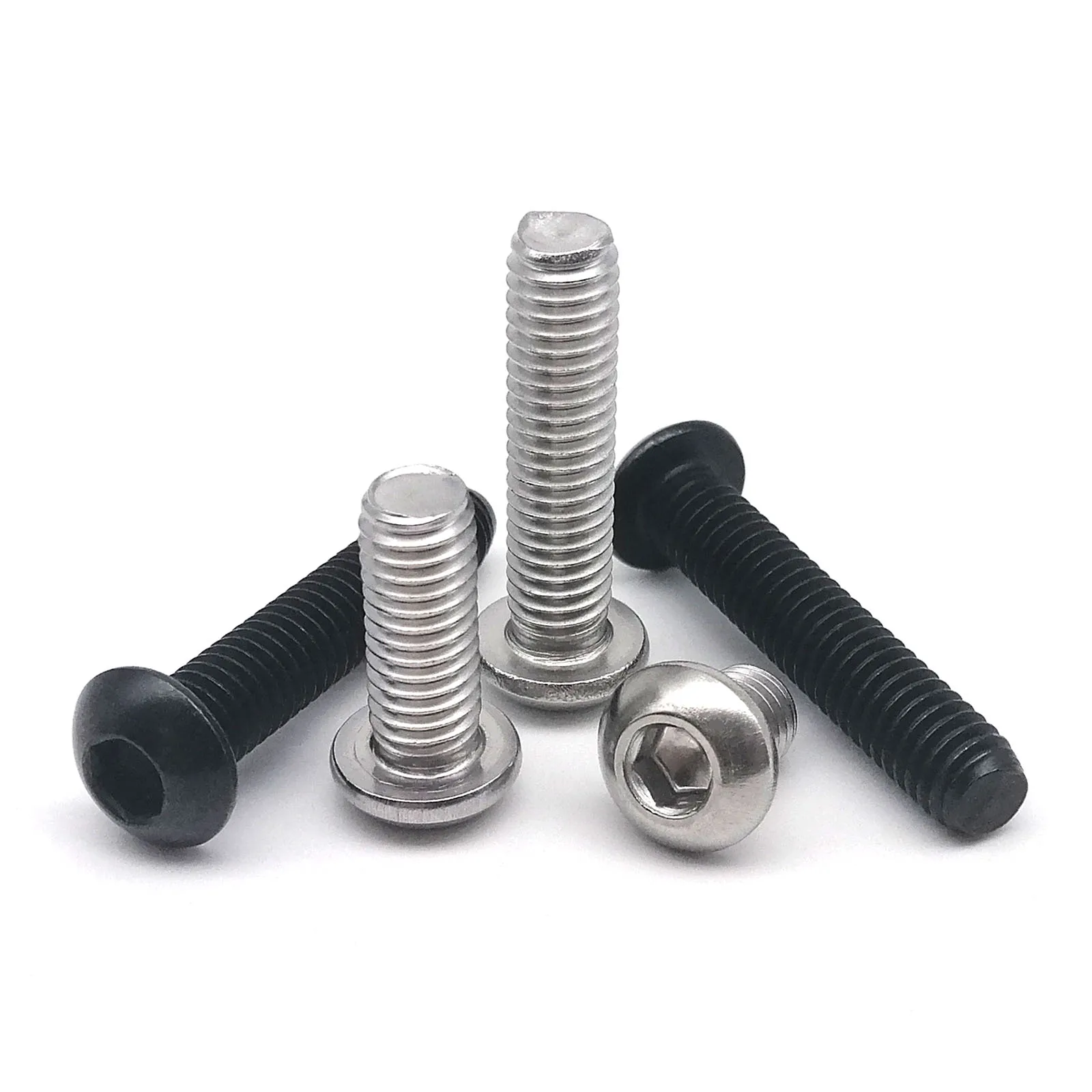 

5/10/50 M1.6 M2 M2.5 M3 M4 M5 M6 M8 304 Stainless Steel Black Grade 10.9 ISO7380 Hexagon Hex Socket Head Button Allen Bolt Screw