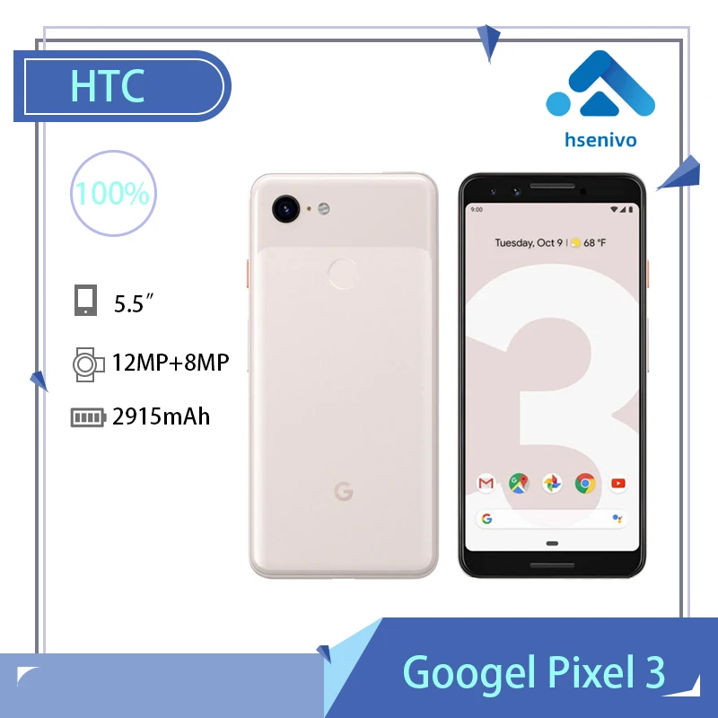 

HTC Google Pixel 3 Refurbished-Original Unlocked 4G Mobile Cell Phone 12MP Camera 64GB/128GB 2915mAh Cheap Phone Free shipping