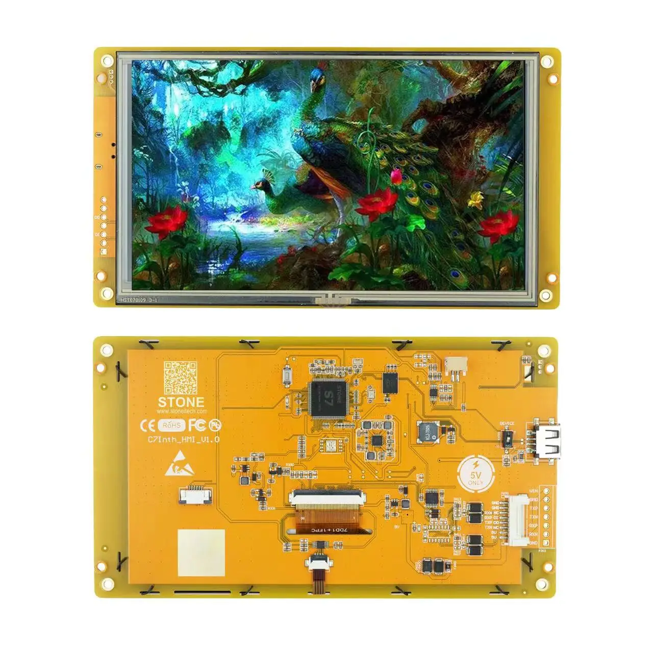 7.0 INCH STONE Graphical User Interface TFT LCD Panel with RS232 OR RS485 OR TTL High Resolution of 1024*600 for Industrial Use