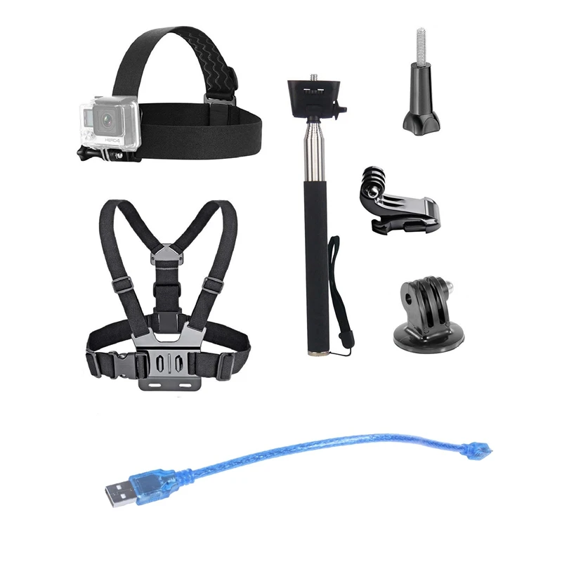 

2 Pcs Accessories: 1Pcs USB 2.0 A Male To Mini USB B Male Data Cable Cord Adapter & 1 Pcs Action Camera Accessories Kit