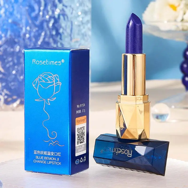 

Magic Temperature Color Change Lipstick Blue Shimmer Lipstick Blue Changed Into Pink Lip Stain Gloss Moisturizing And Long