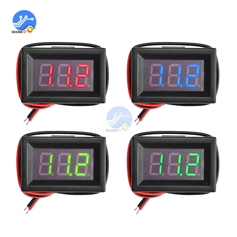 

0.36 Inch 0.36" Digital Voltmeter With Shell Red Green Blue DC4-30V 2 Lines 3 Digit Voltage Panel Meter Display Led Color