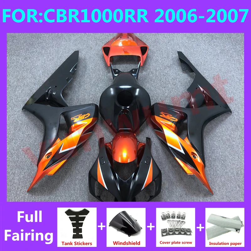 

NEW Abs Motorcycle Whole Fairings kit fit for CBR1000RR CBR1000 06 07 CBR 1000RR 2006 2007 Bodywork full Fairing orange black