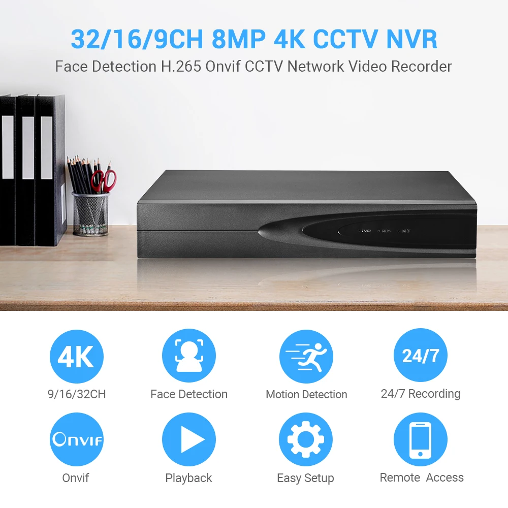 Скидка Сетевой видеорегистратор 4K 8 Мп, 32CH/16CH/9CH CCTV NVR DVR XMeye ONVIF с функцией распознавания лица, облачная P2P система домашнего видеонаблюдения