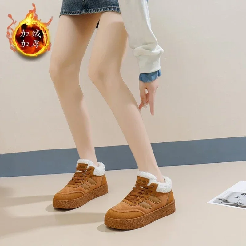 2024 новые утепленные пуховые кроссовки на платформе женская повседневная теплая