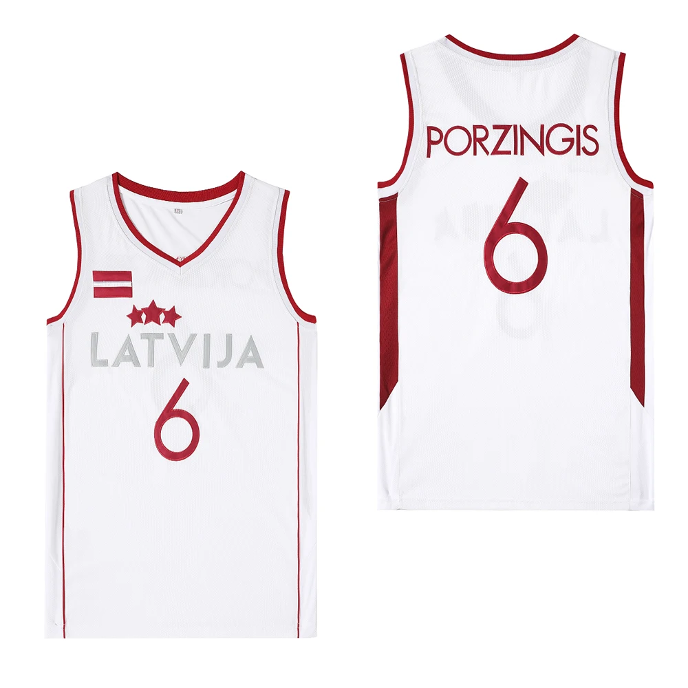 

BG basketball jerseys LATVIJA 6 PORZINGIS jersey Embroidery sewing Outdoor sportswear Hip-hop culture movie jersey white 2020