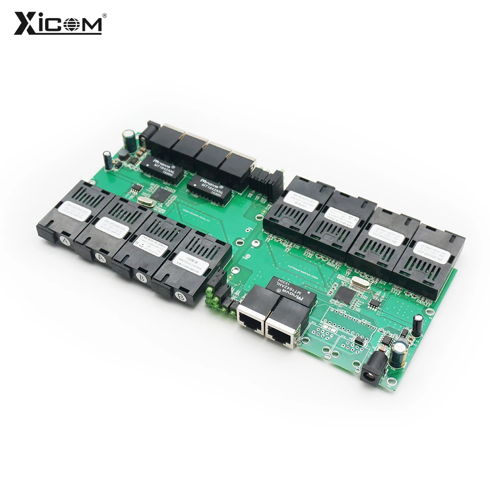 10/100M Reverse POE Fast Ethernet Fiber Switch 4F2E/4F4E Output 12V Optical Media Converter Ethernet SC PCBA placa metro Board