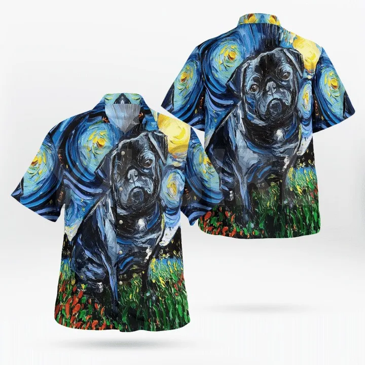 Summer Shirts Dachshund Starry Night Van Gogh 3D All Over Printed Hawaiian Shirt Men's For Women's Harajuku Casual Shirt Unisex