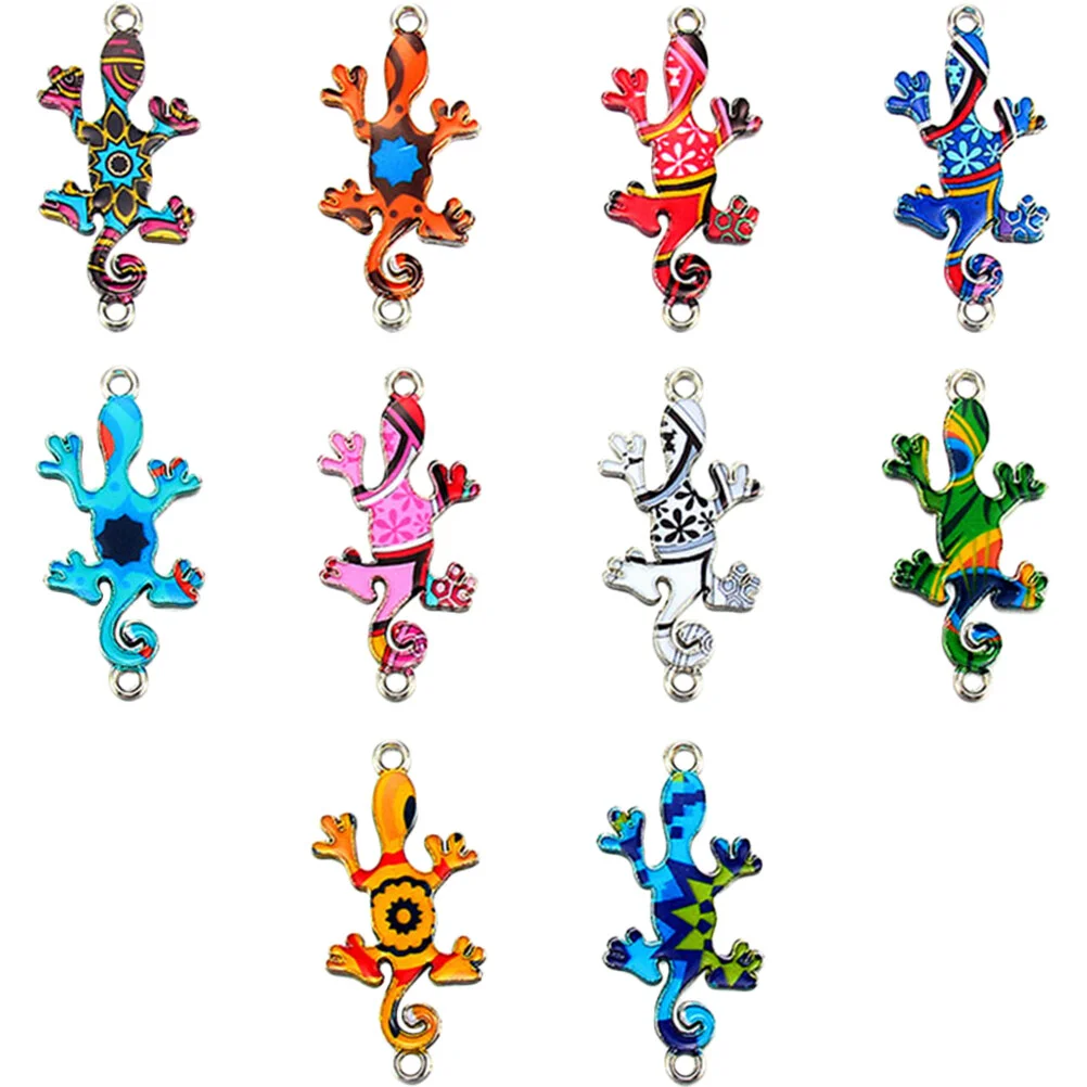 10 Pcs Charm Gecko Jewelry Making Charms Bracelets Necklace Earring Crafts Pendant Alloy Animal Printing Supplies DIY