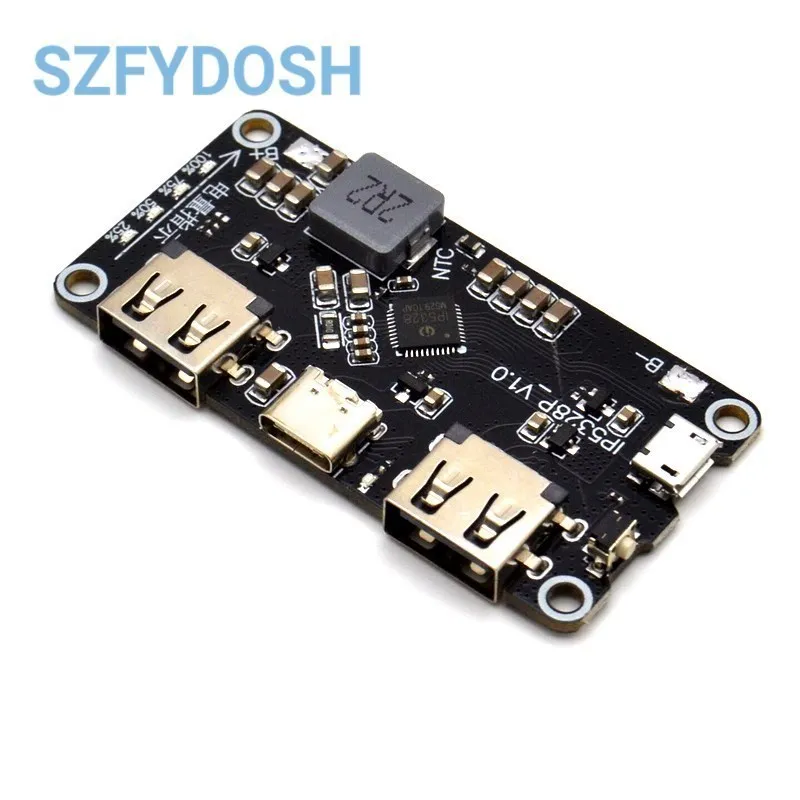 Зарядное устройство IP5328P с двумя USB-портами 18650, зарядное устройство Tpye-c С 3,7 в до 5 В, 9 В, 12 В, повышающее быстрое зарядное устройство, печатная плата QC2.0, QC3.0