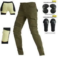 motorcycle aramid thickened windproof fall resistant jeans outdoor riding racing armor protection stretch pants four color