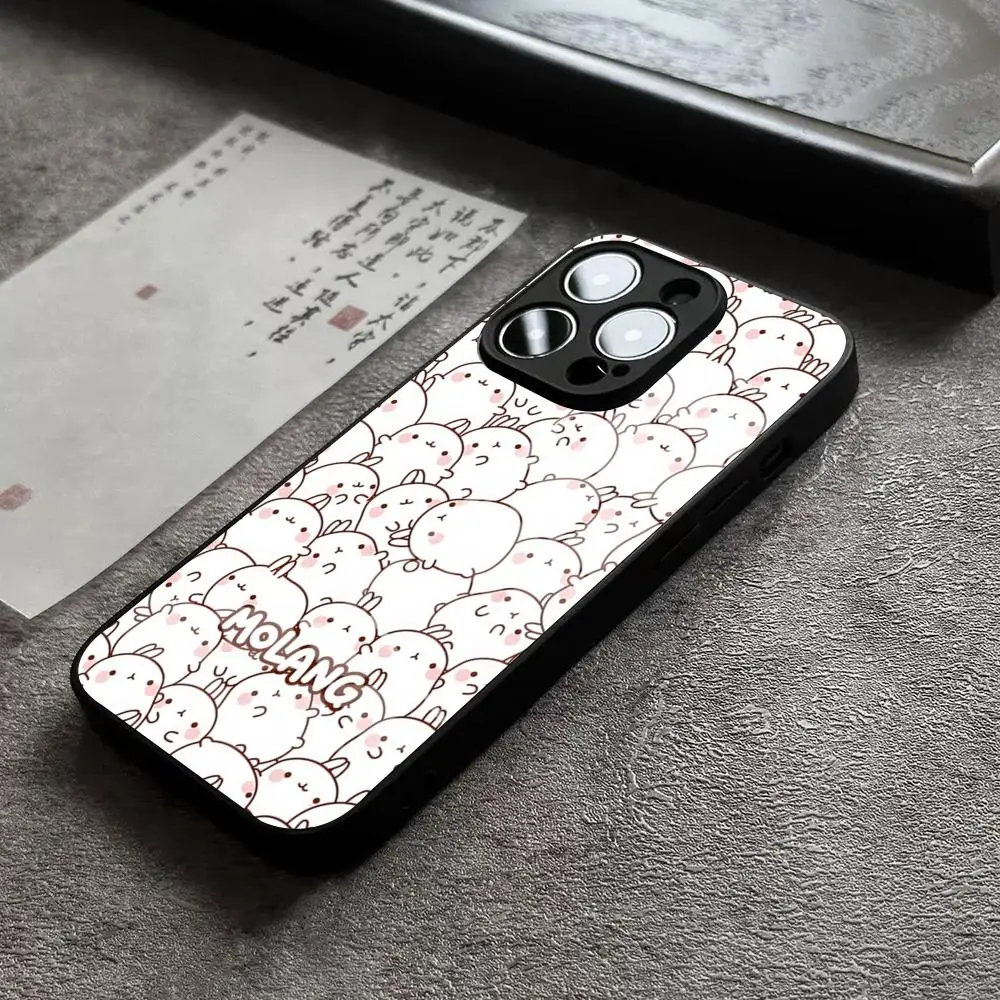 Фото Чехол для телефона с мультяшным дизайном M-Molangs для iPhone 17 Pro Max 14 Plus 12 Mini 11 13 15 X XR XS 16 Plus SE, стеклянная крышка №3