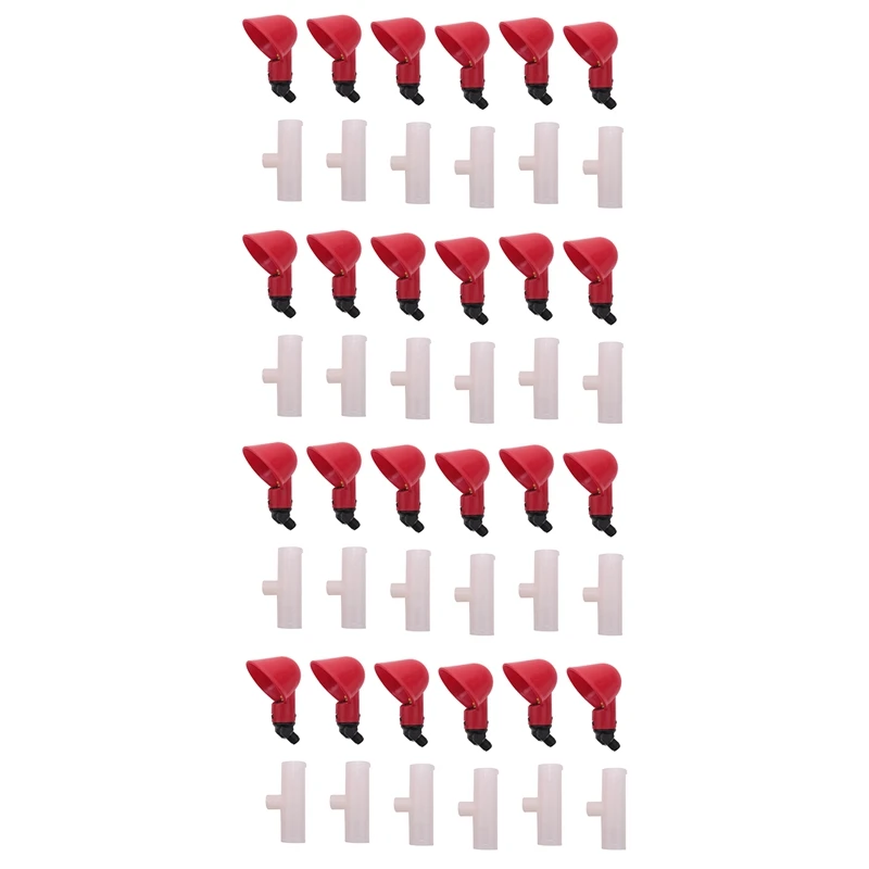 

Chicken Waterer Cups, Chicken Waterer Feeder Tee Fittings, Automatic Chicken Waterer For Chicken Ducks Quail 24Pcs