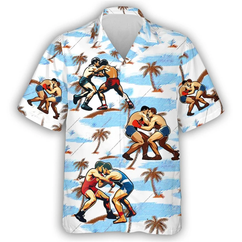Маска для Реслинга Гавайские пляжные рубашки с 3D принтом Мужская блузка