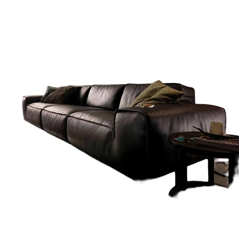 

Leather Sofa Large-Sized Apartment Simplicity Straight Row Three Seats Furniture A Living Room Cephalic Layer Cowhide