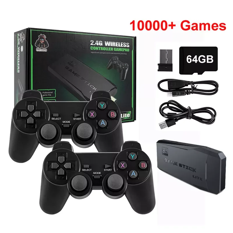 Game Console 64G Built-in 10000 Games For PS1/FC/GBA  Wireless Controller Game Stick Retro Mini Handheld Kid Xmas Gift
