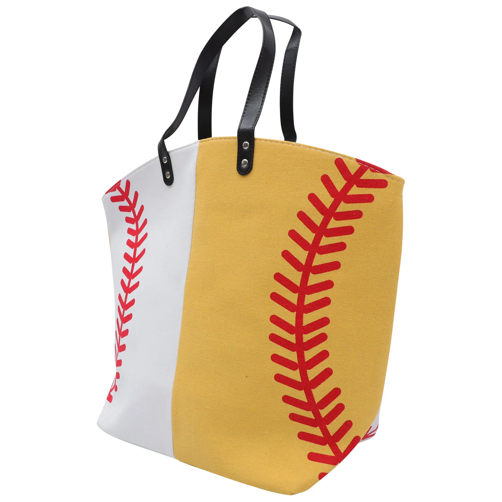 

1pc Canvas Sports Bag Large Capacity Handbag Simple Baseball Pattern Bag