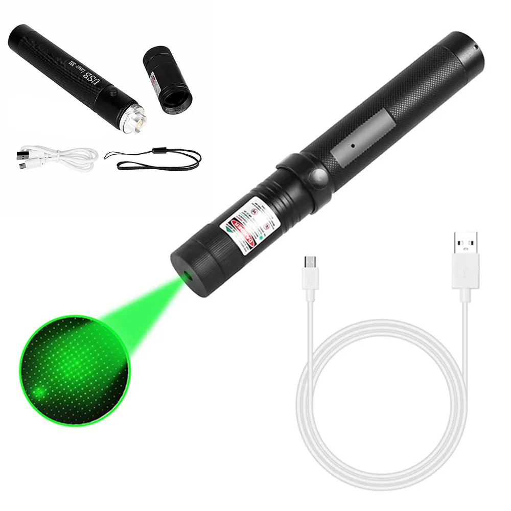 

Powerful Green LaserPointer- 303 High Powerful Green USB Laser Torch 8000m Green Dot Device Adjustable Focus for Hunting Camping