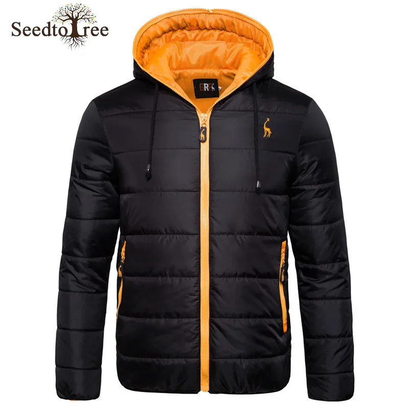 Parkas Men's Winter Fashion Casual Warm Hooded Solid Color Zipper Padded Jacket