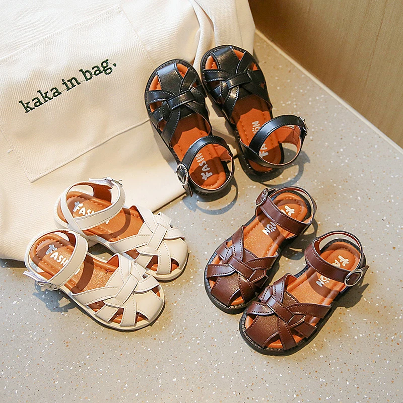

Flat Sandals Children's New Summer Shoes 2022 Girls Private Leisure Shoes Baby Sandals Fashion Infant Brown Rome Shoe