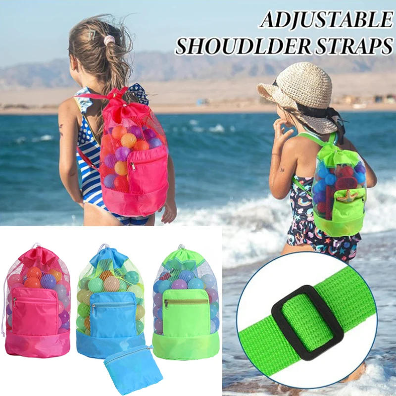 

Пляжный Рюкзак для хранения, складной сетчатый мешок, сумка-тоут для детей, Детский дорожный Органайзер большой емкости для игрушек, портативный карман для хранения