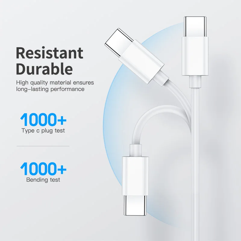 Original PD 200W 10A Super Fast Charger Type-C to Type C Cable For Huawei P30 Xiaomi Redmi Samsung USB-C Charging Data Line Wire