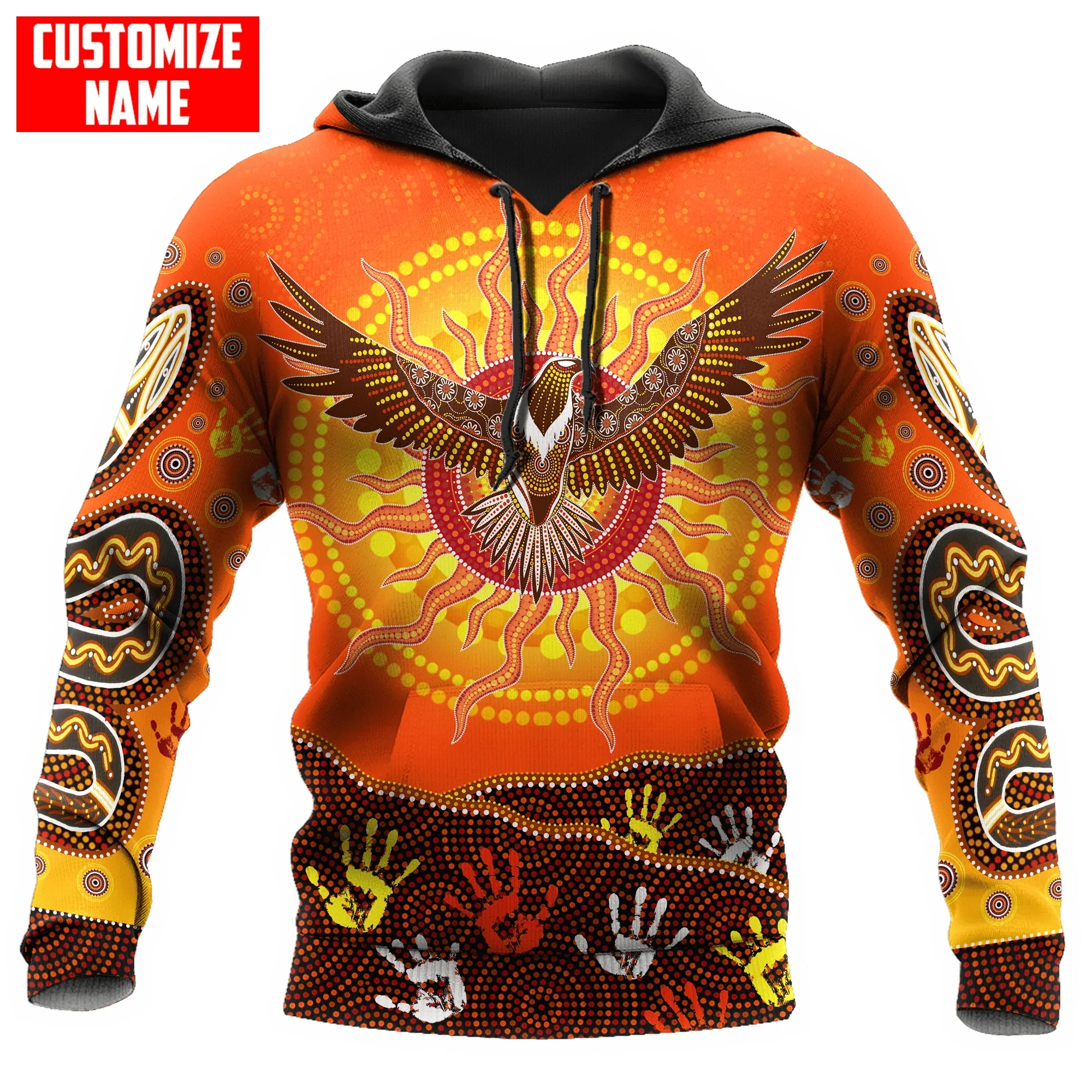 

Aboriginal Eagle Flying into Sunset Custom Name 3D Printed Mens zip hoodie Autumn Unisex pullover Casual Jacket Tracksuits TDD40