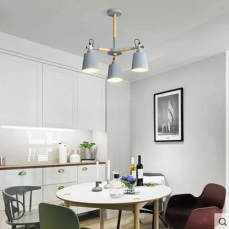 3/5/6/8 Головки потолочной люстры Светильники для гостиной LED Люстры Освещение Лампа макаронная лампа Северная деревянная ремесленная лампа на.