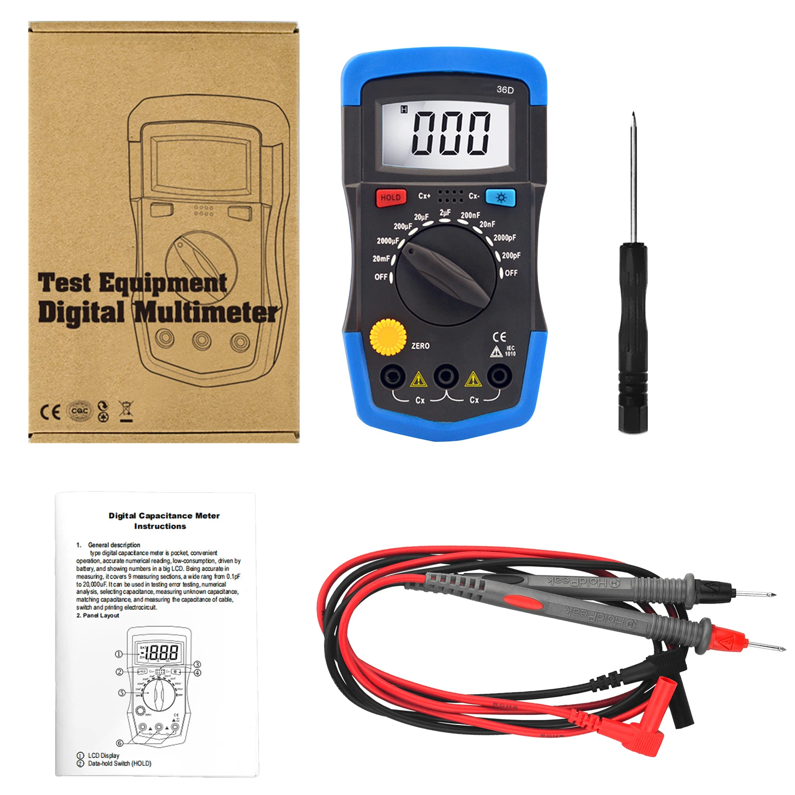 

HoldPeak HP-36D Цифровой емкостной метр