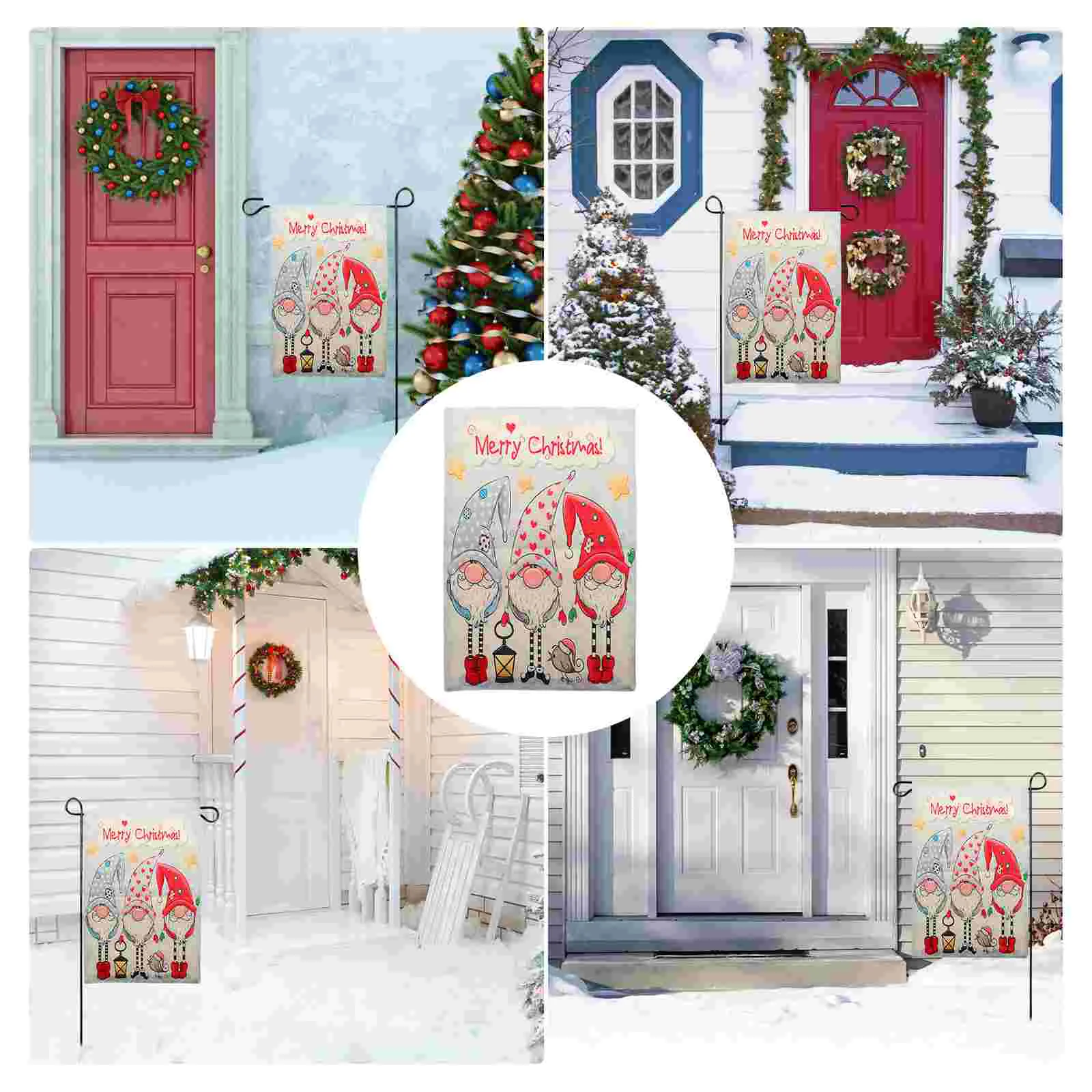 

1pc Gnome Garden Flag Outdoor Christmas Xmas Garden Flags Gnome Christmas Flag Holiday Flags
