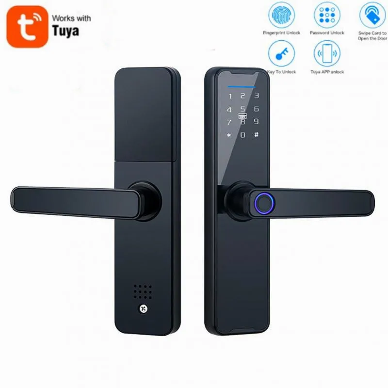 

Tuya Smart Wifi Door Lock,samrt Home Security Lock Door Handle With APP Remotely/Fingerprint/Smart Card/Password Electronic Lock