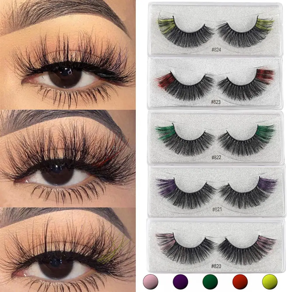 

1 Pairs Handmade Eye Makeup Tools Dramatic Eyelash Extension Colorful Eyelashes 3D Color False Lashes Natural Long