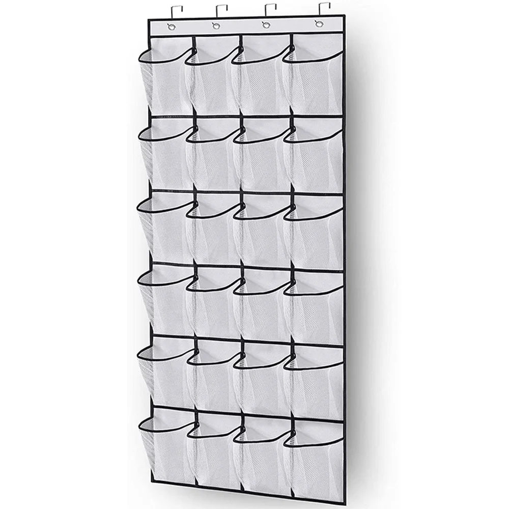 

Closet Bag Wall-mounted Hanging Storage Box Door Mesh Shoe Cloth Sundries Organiser Clear Grid Fabric 24 Pocket Rack Over 1x The