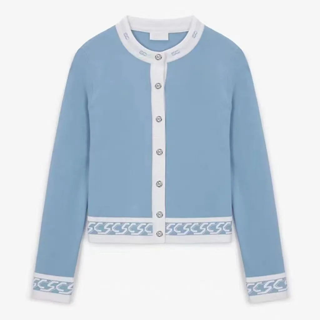 

Golf Clothing Women's 23 New Sc Crewneck Color Button Cardigan All-match Knitted Sweater