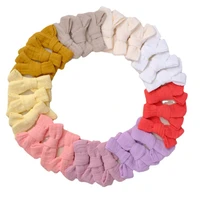 36pclot new 3 2 muslin cotton hair bow elastic hairbands girls nylon bow headband baby girls solid cotton hair clips hairpins